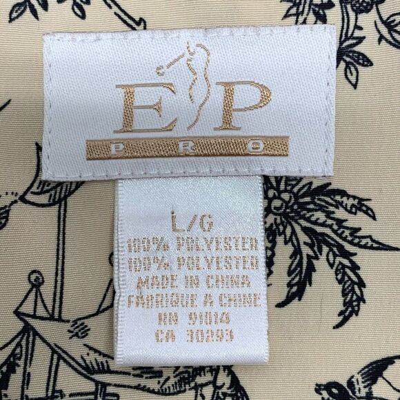EP Pro Golf Shirt sz Large L Button Front Sleeveless Beige Bird Pattern Scene - Picture 7 of 8
